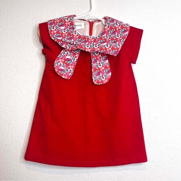 brand new petit peony red velvet floral collar dress - Picture 1 of 4